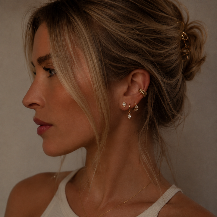 Marquise CZ Drop Huggies