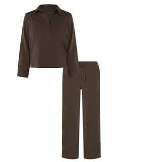 Black Olive Popover Shirt with Elastic Tie
