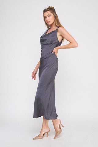 Starlight Satin Cowl Midi Dress