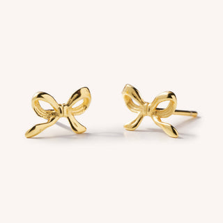 Dainty Bow Studs- Gold- waterproof jewelry