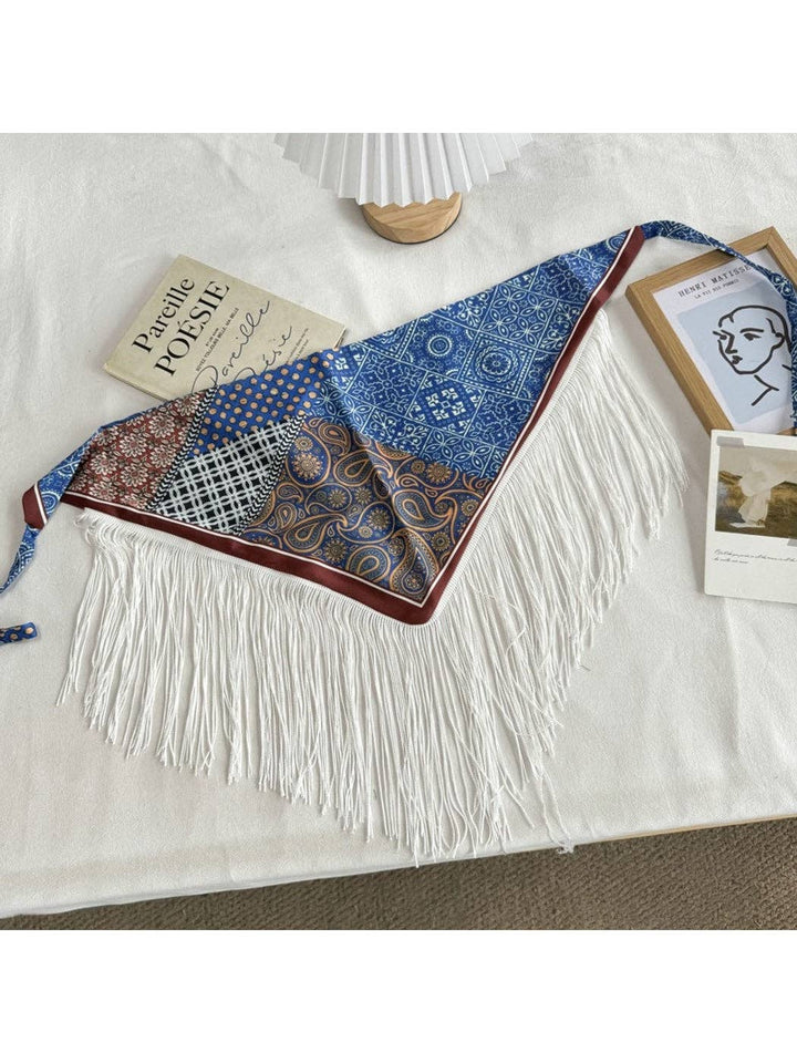 Fringed Patchwork Triangle Bandana