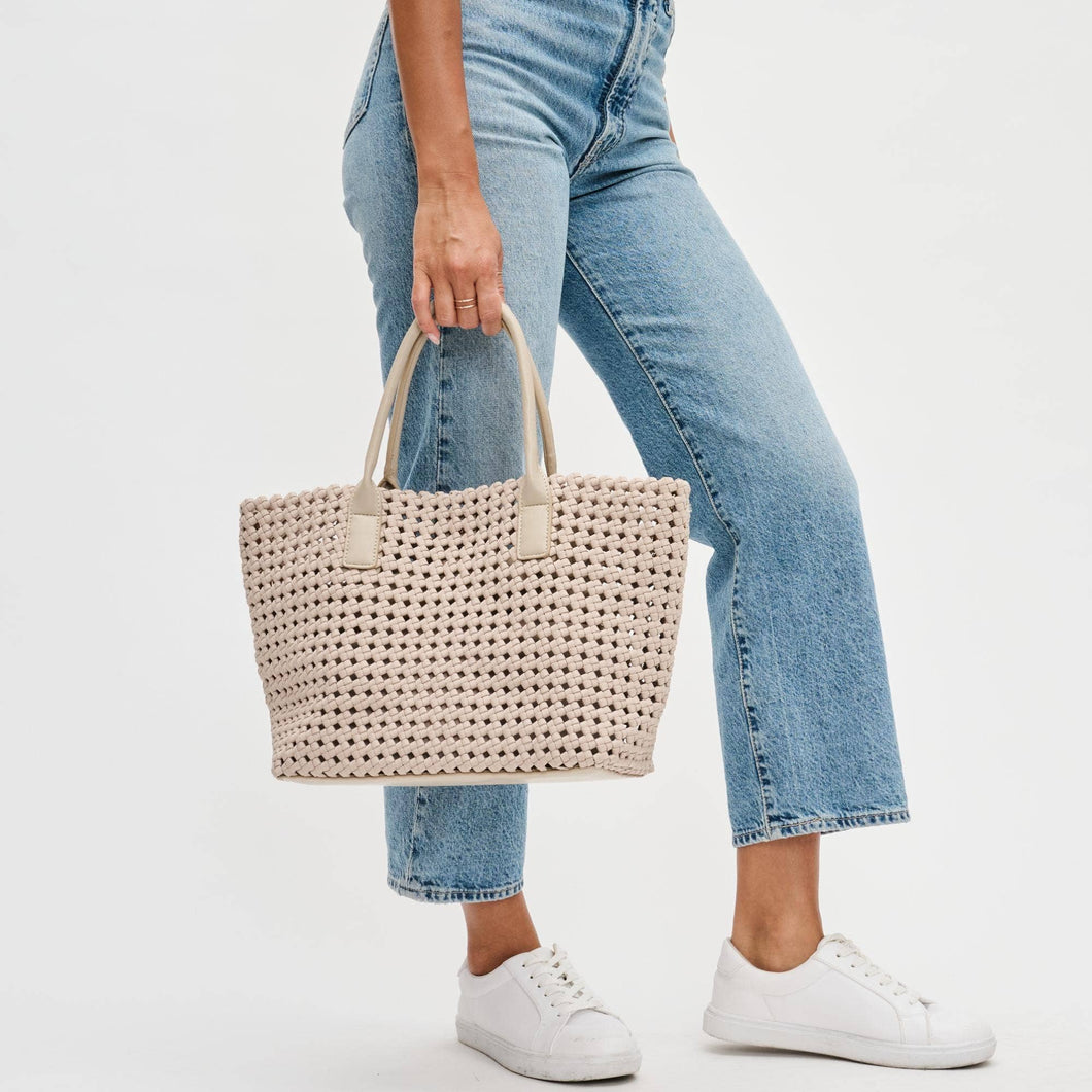 Sol and Selene - Solstice - Medium  Hand Woven Knot Tote: Nude