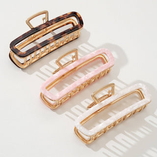 Harlow Medium Hollow Rectangle Metal Claw Clip: Assorted