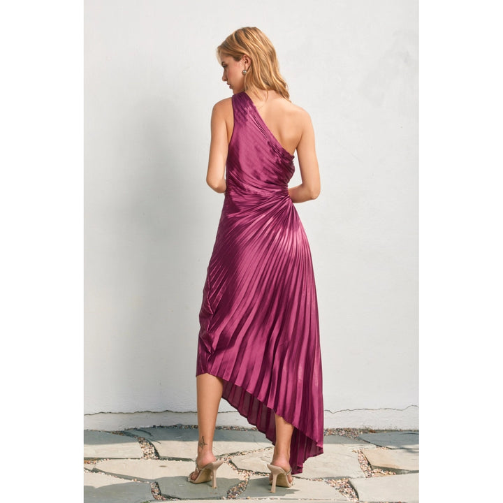 Olympia Pleated Maxi Dress – Magenta
