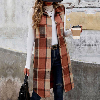 Plaid Knit Sweater Vest Blazer