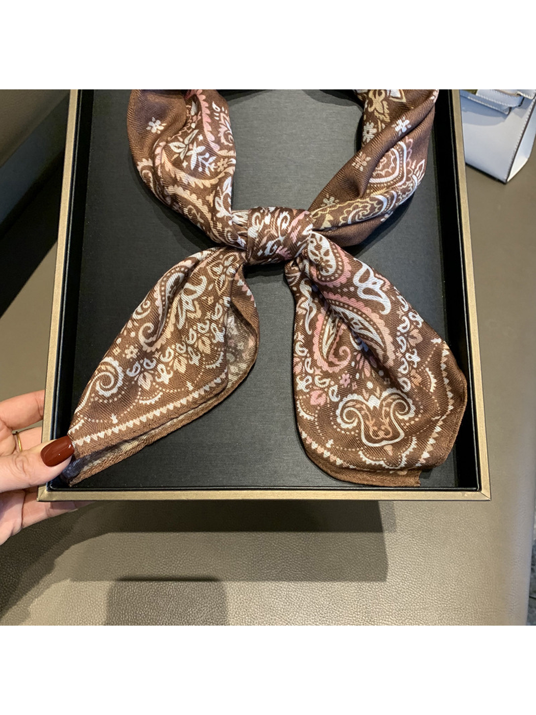 Brown Paisley Bandana Square Scarf