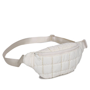 Sol and Selene - Resurgence - Quilted Puffer Nylon Belt Bag: Ivory