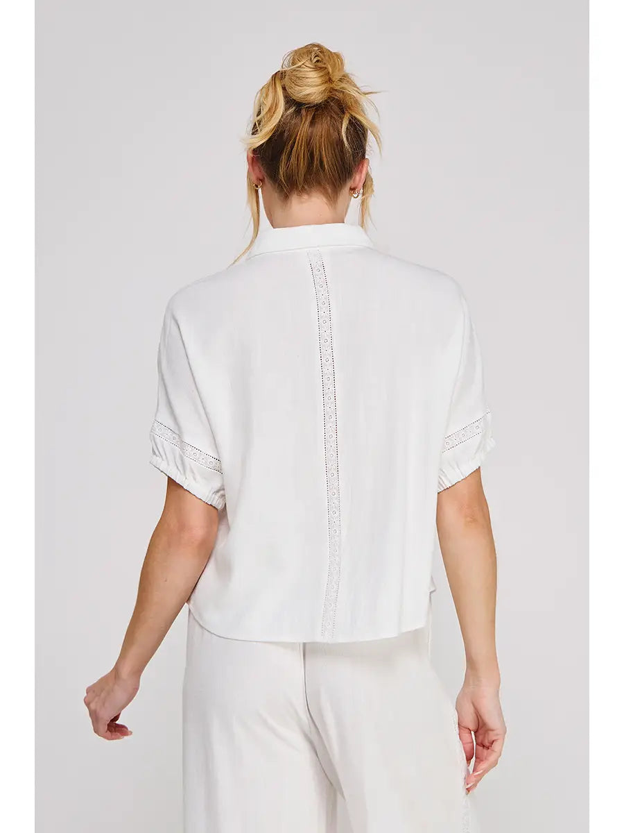 The Coastal Lace Button Down Top