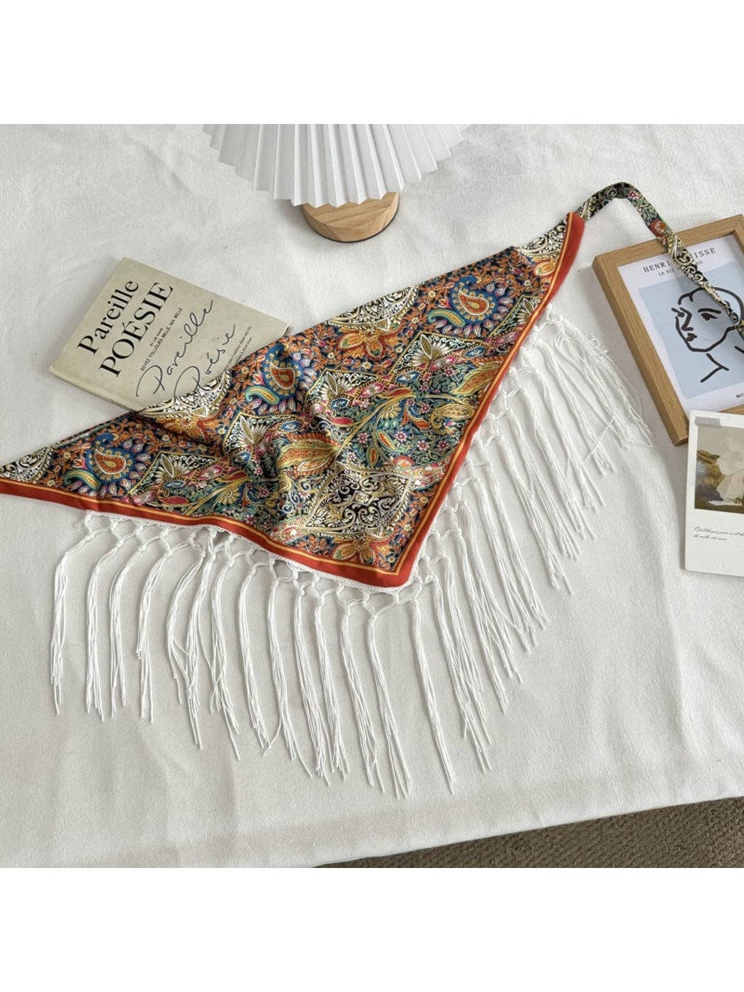 Fringed Patchwork Triangle Bandana