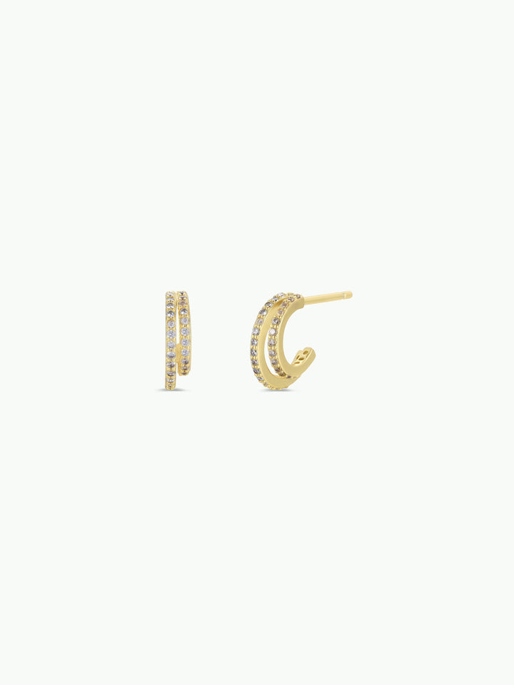 Double Champagne Hoop - Gold Earrings