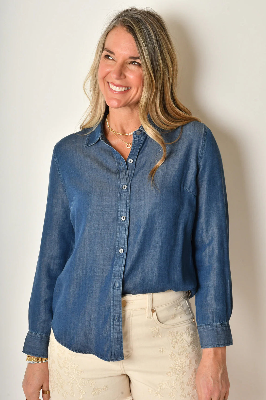 Long rolled sleeve Denim - Hello Beautiful Boutique