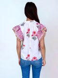 Flora Embroidered Flutter Sleeve Top