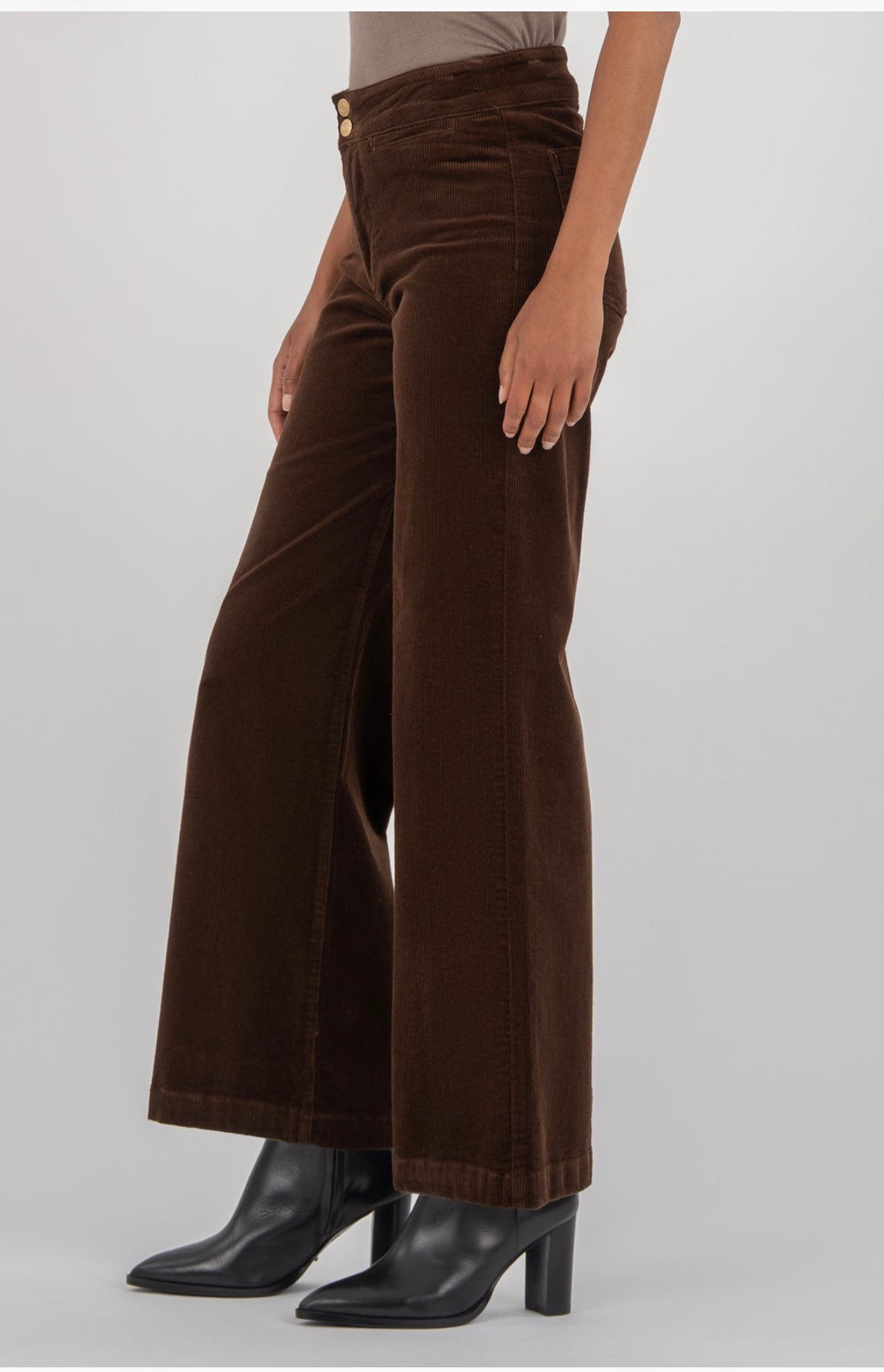 Kut from the Kloth Meg Corduroy High Rise Wide Leg in Fudge