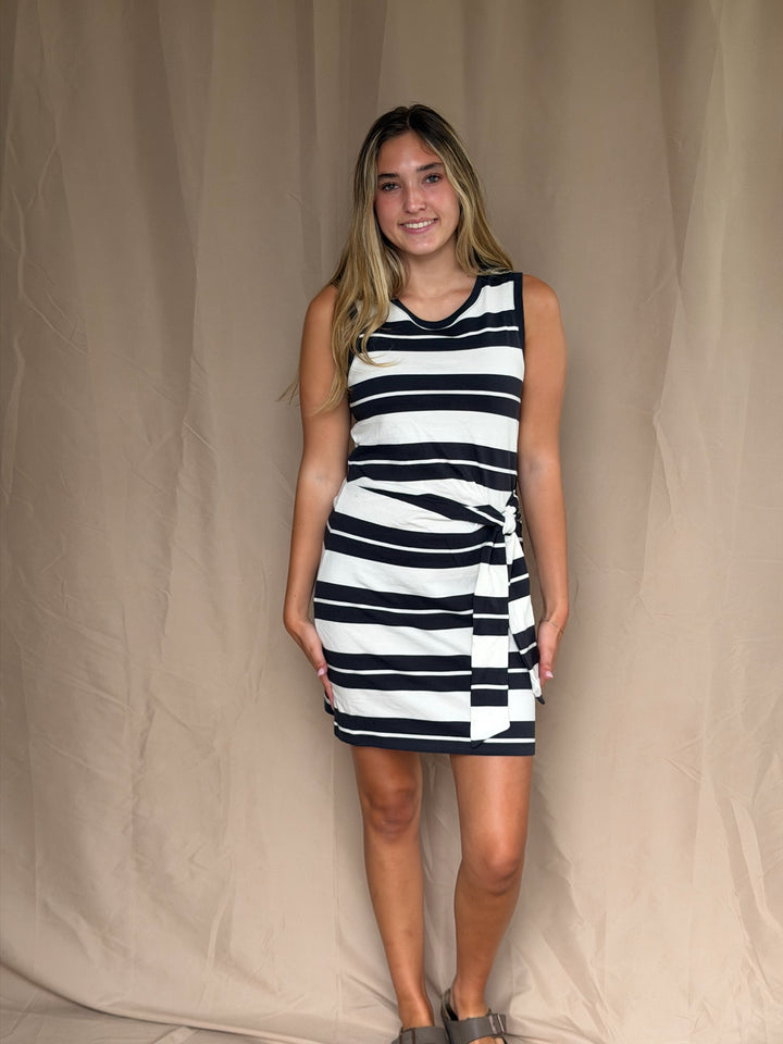Mattie Striped Mini Dress-Ash Black