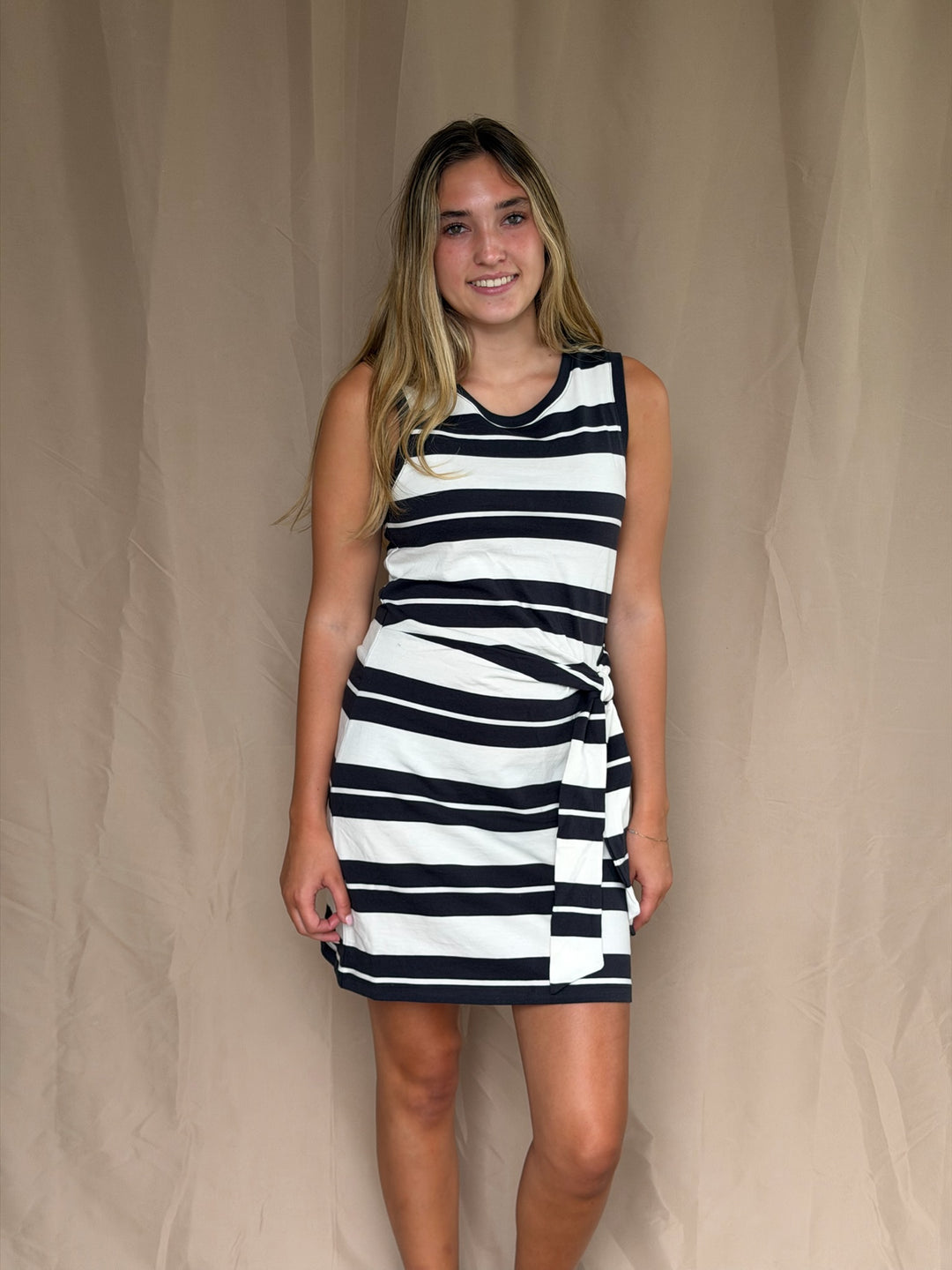 Mattie Striped Mini Dress-Ash Black