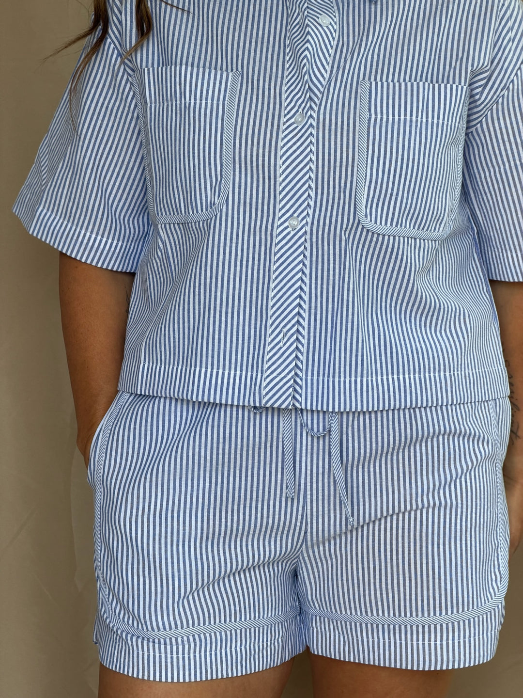 Coastal Breeze Front Tie Striped Shorts
