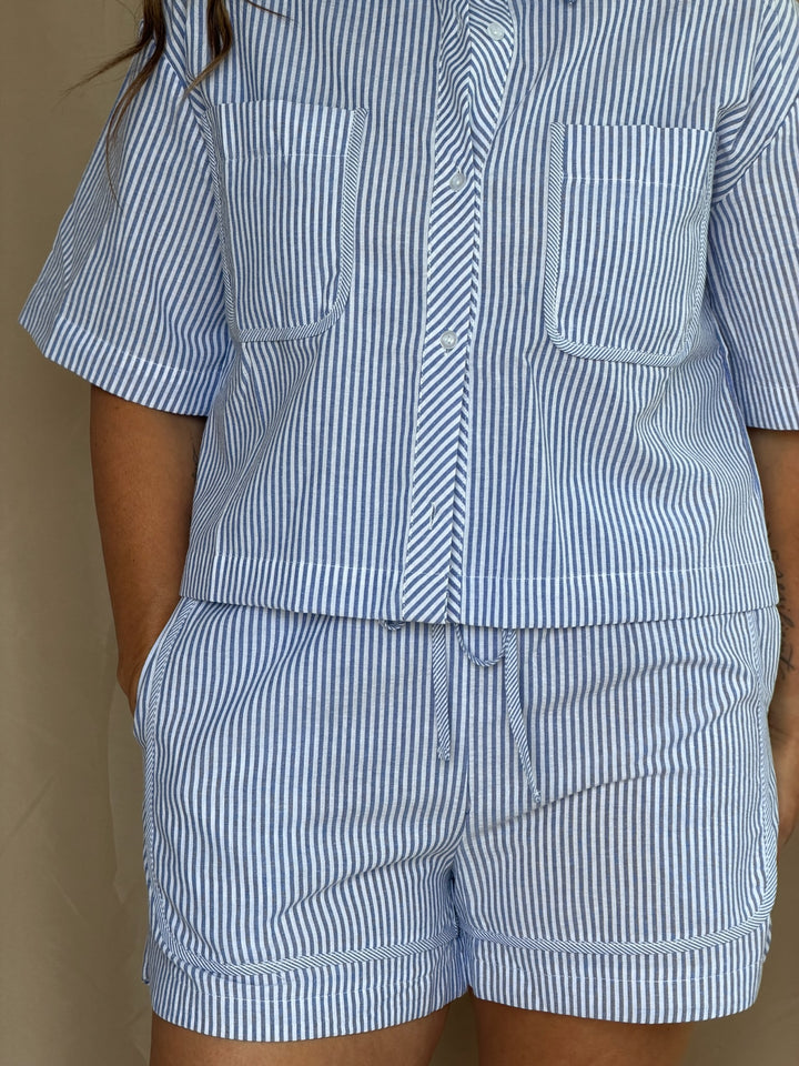 Coastal Breeze Front Tie Striped Shorts