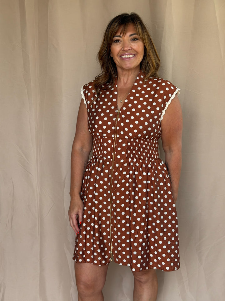 Polka Dot Zipper Dress