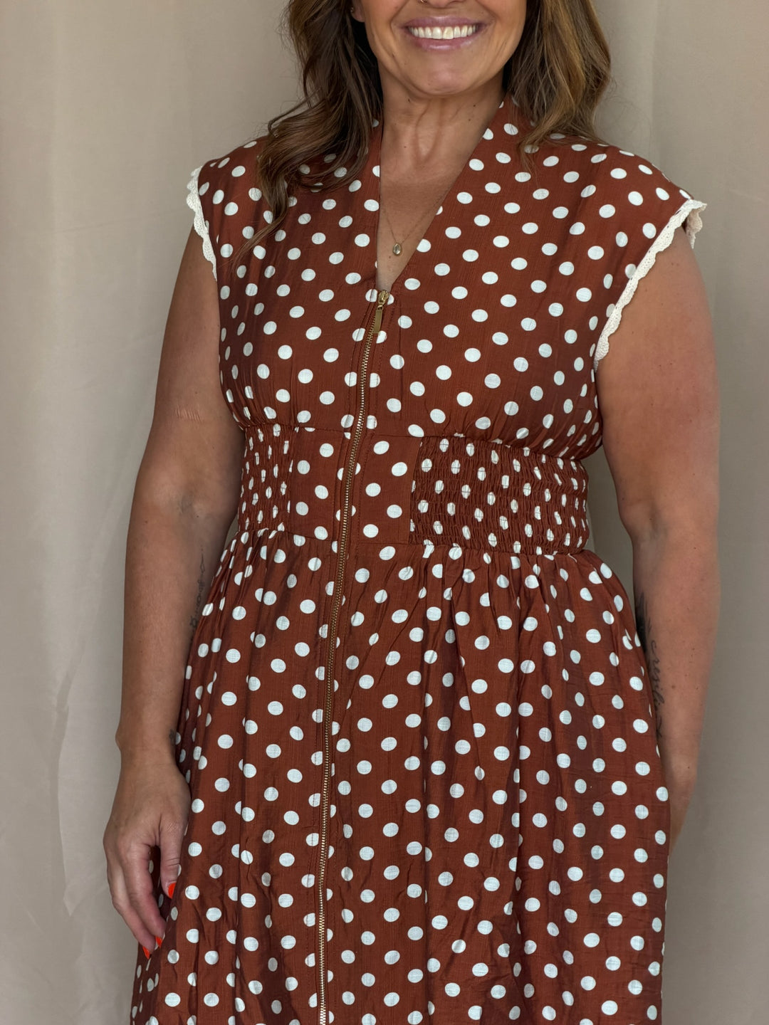 Polka Dot Zipper Dress
