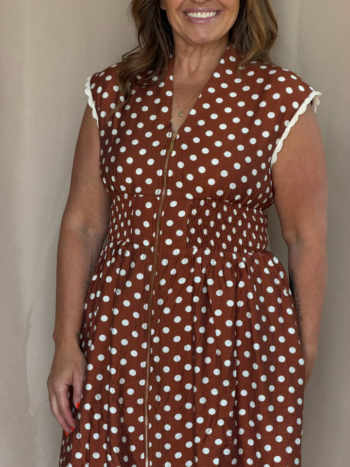 Polka Dot Zipper Dress