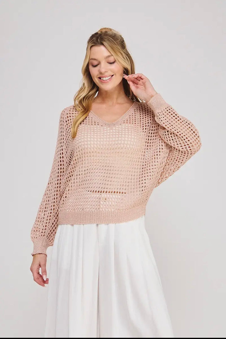 Blush Breeze Open Knit Sweater