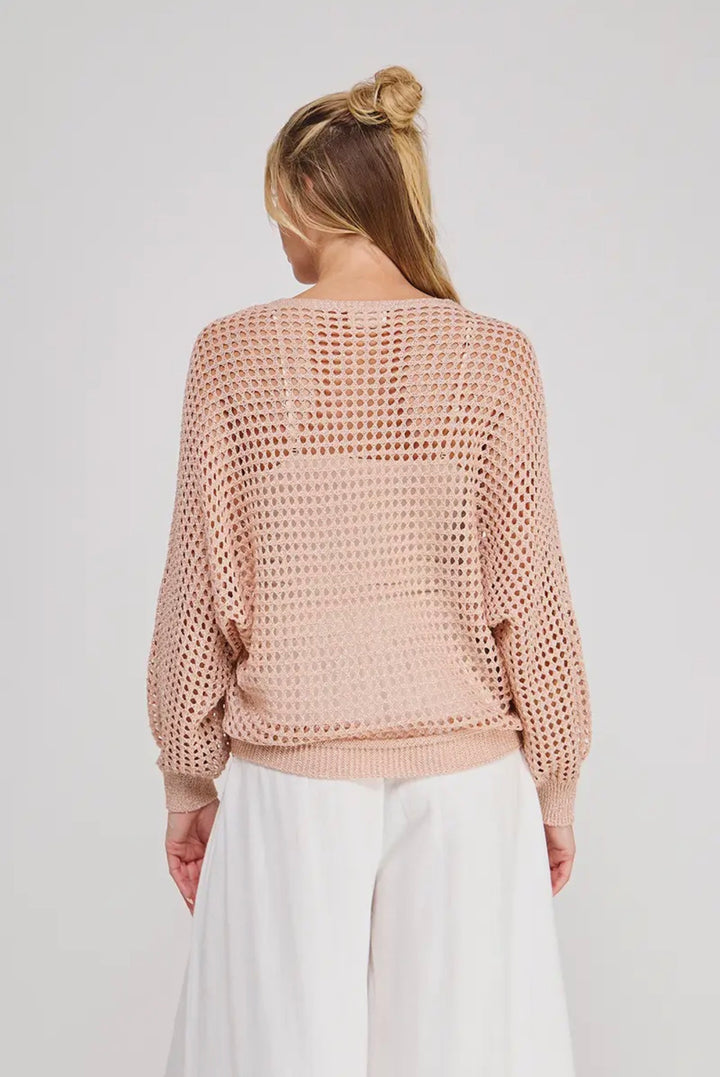 Blush Breeze Open Knit Sweater