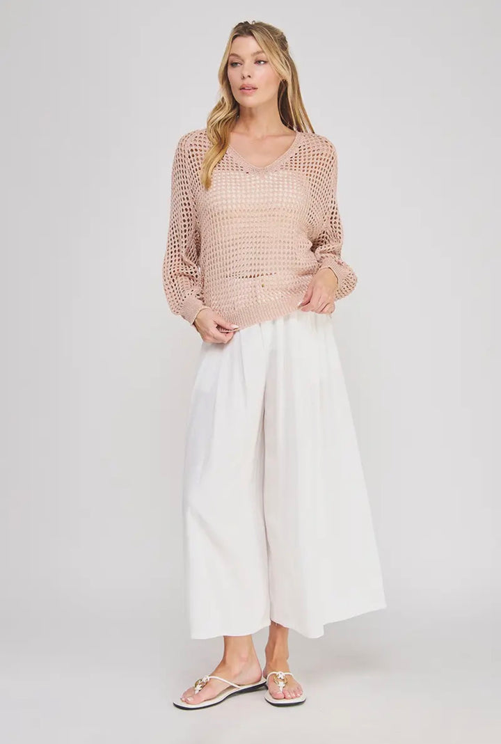 Blush Breeze Open Knit Sweater