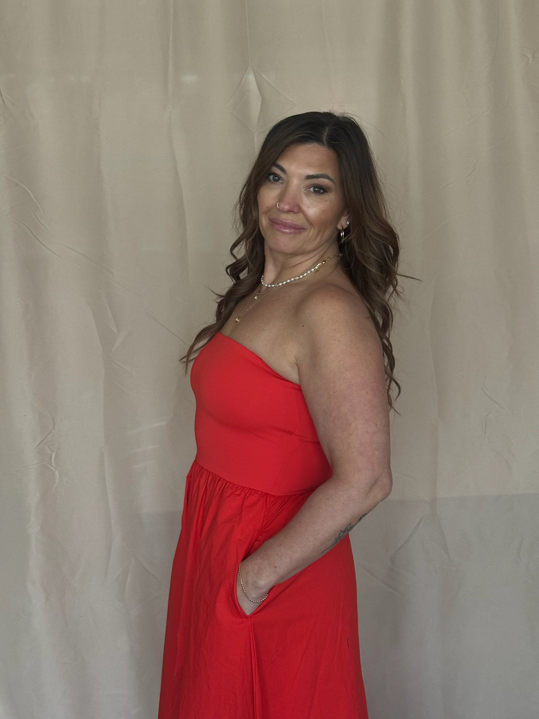 Sunsought Strapless Midi Dress