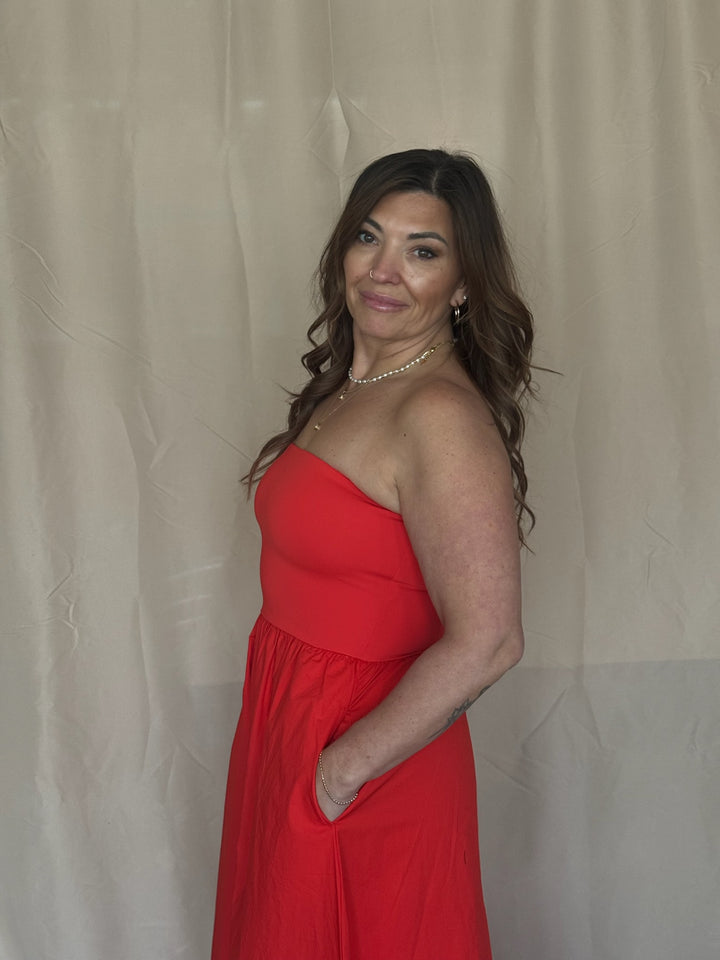 Sunsought Strapless Midi Dress