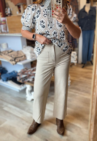 High-Waisted Wide Leg Ankle Pants by Entro