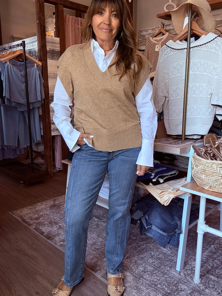 V-Neck Dolman Sweater with Side Ties