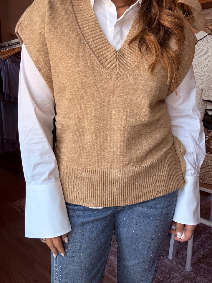 V-Neck Dolman Sweater with Side Ties