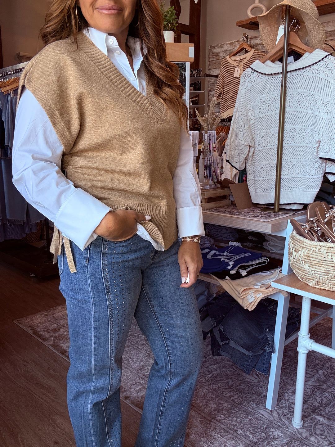 V-Neck Dolman Sweater with Side Ties
