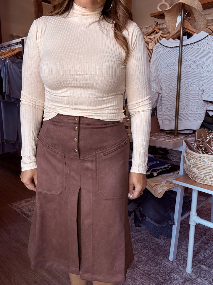 Pointelle Mock Neck Top