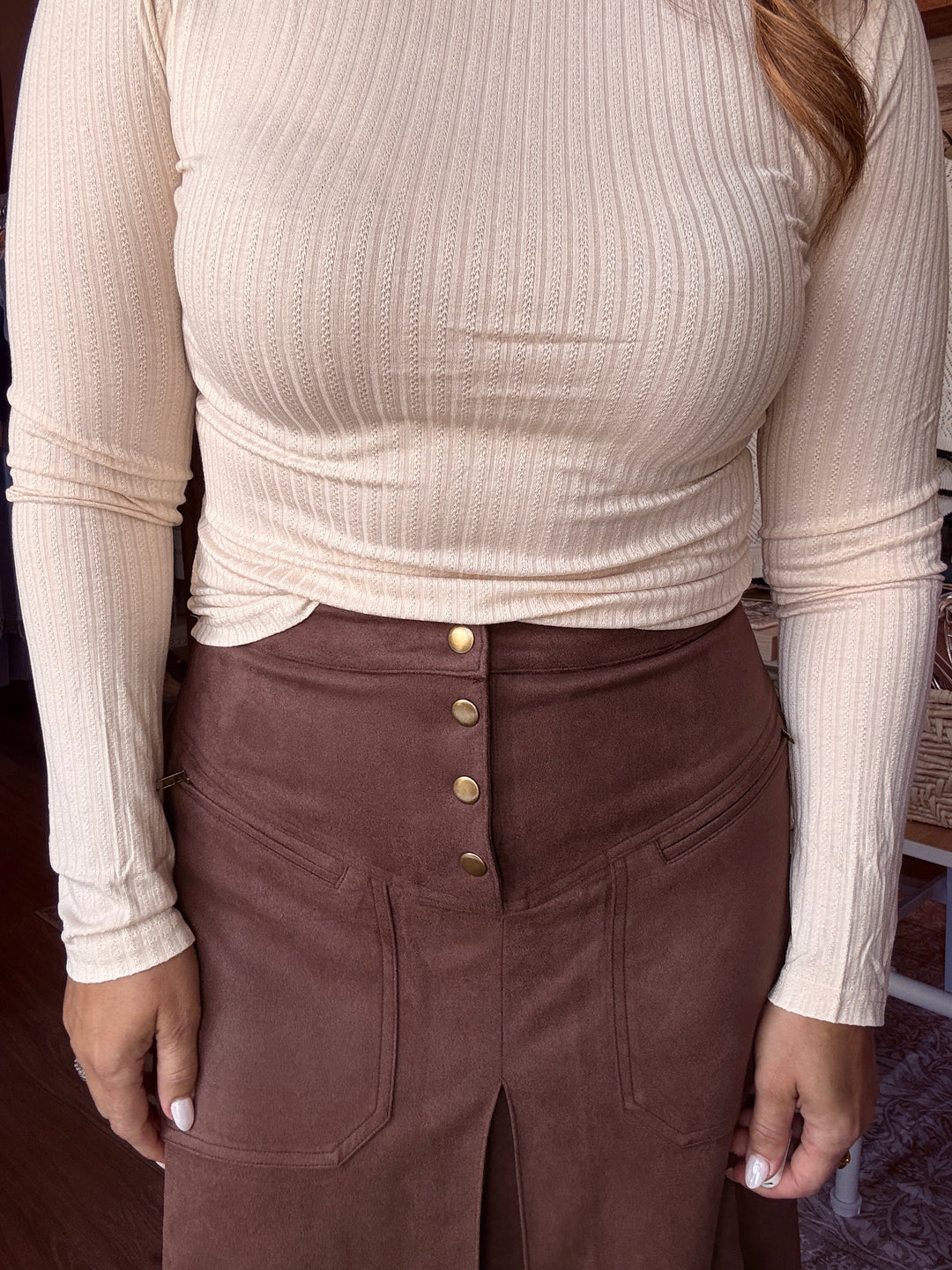 Pointelle Mock Neck Top
