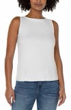 Sleeveless Rib Knit Boat Neck Top