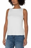 Sleeveless Rib Knit Boat Neck Top