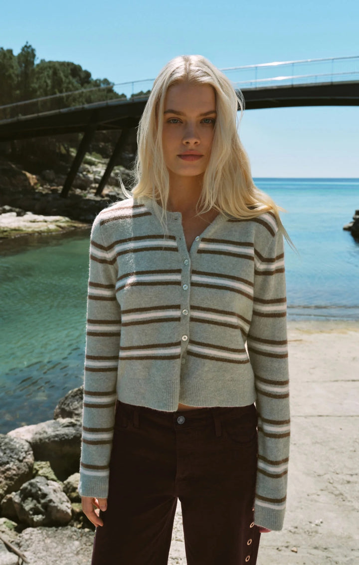 Z Supply Medina Stripe Cardigan — Aqua Cloud