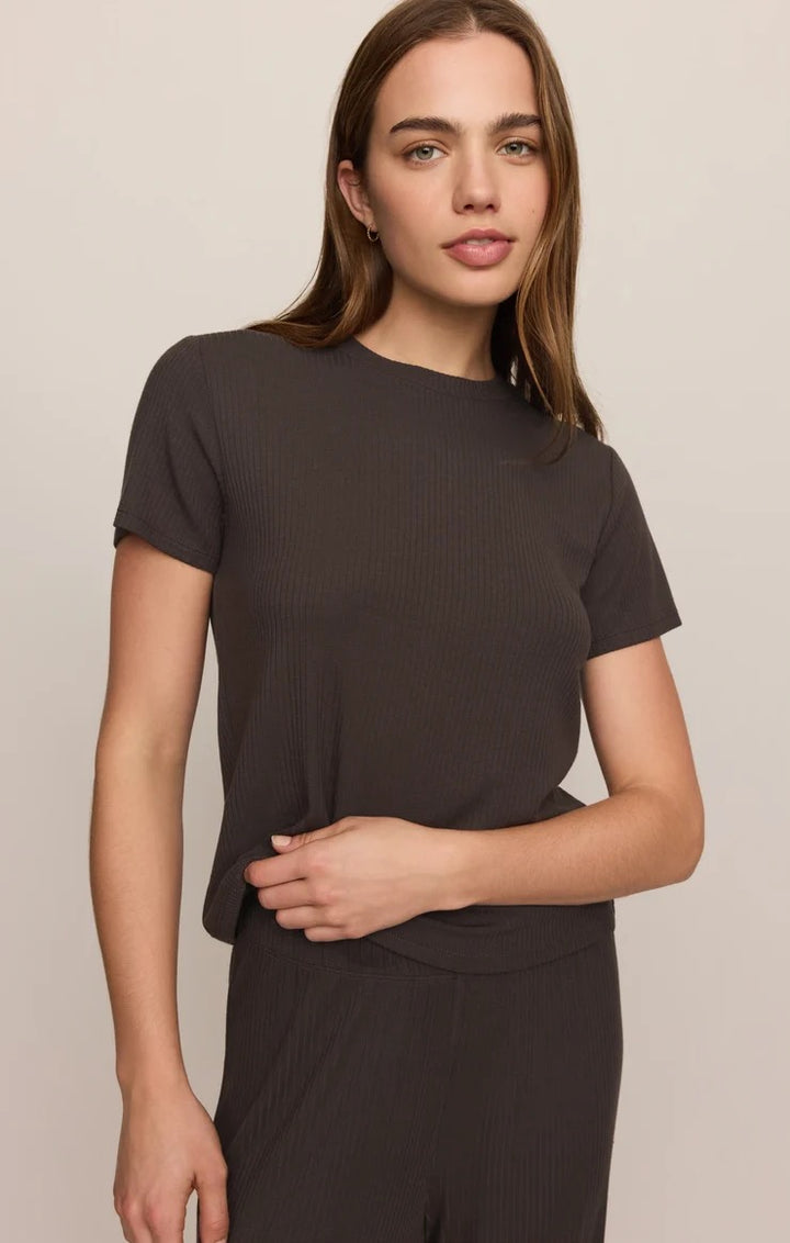 Just Right Rib Tee in Cocoa Bean