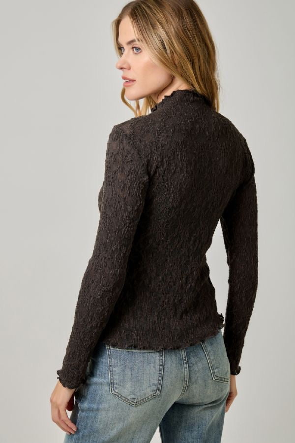Lettuce Edge Textured Knit Top