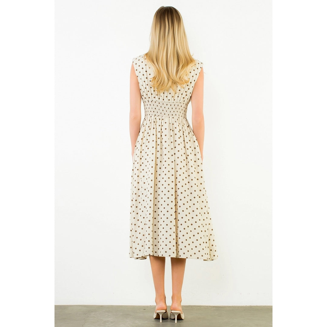 Sleeveless Polka Dot Zip Dress