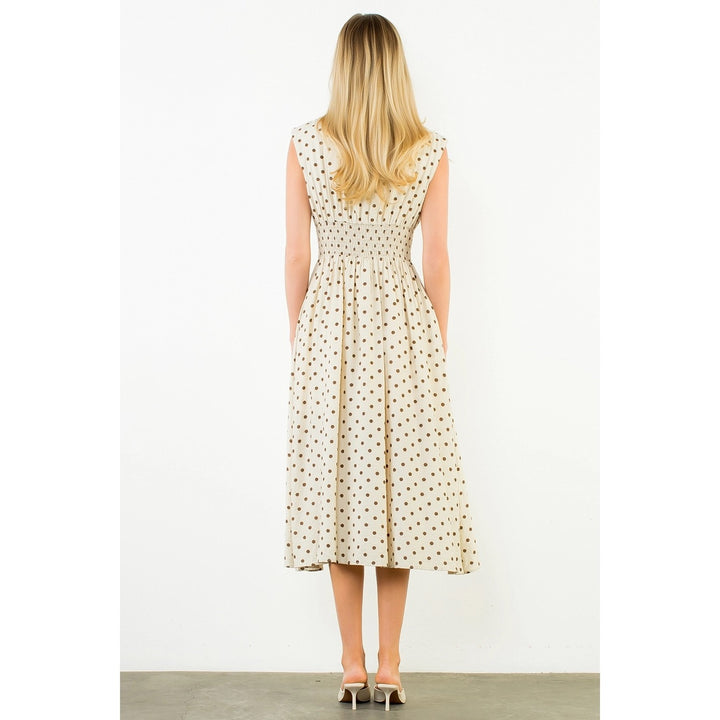 Sleeveless Polka Dot Zip Dress