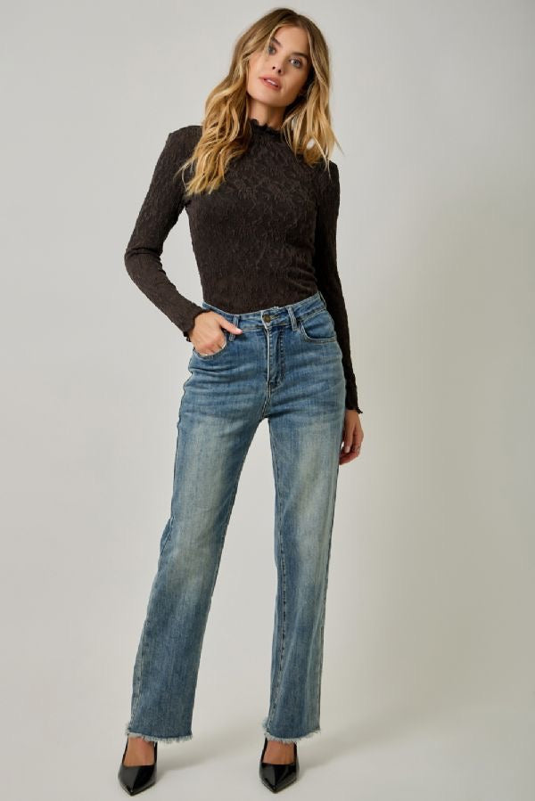 Lettuce Edge Textured Knit Top