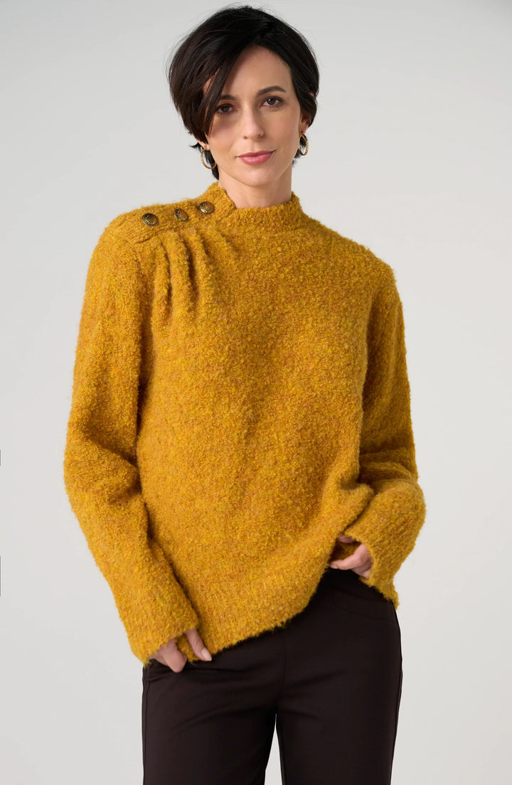 Liverpool Los Angeles Mock Neck Sweater with Buttons – Gold Multi