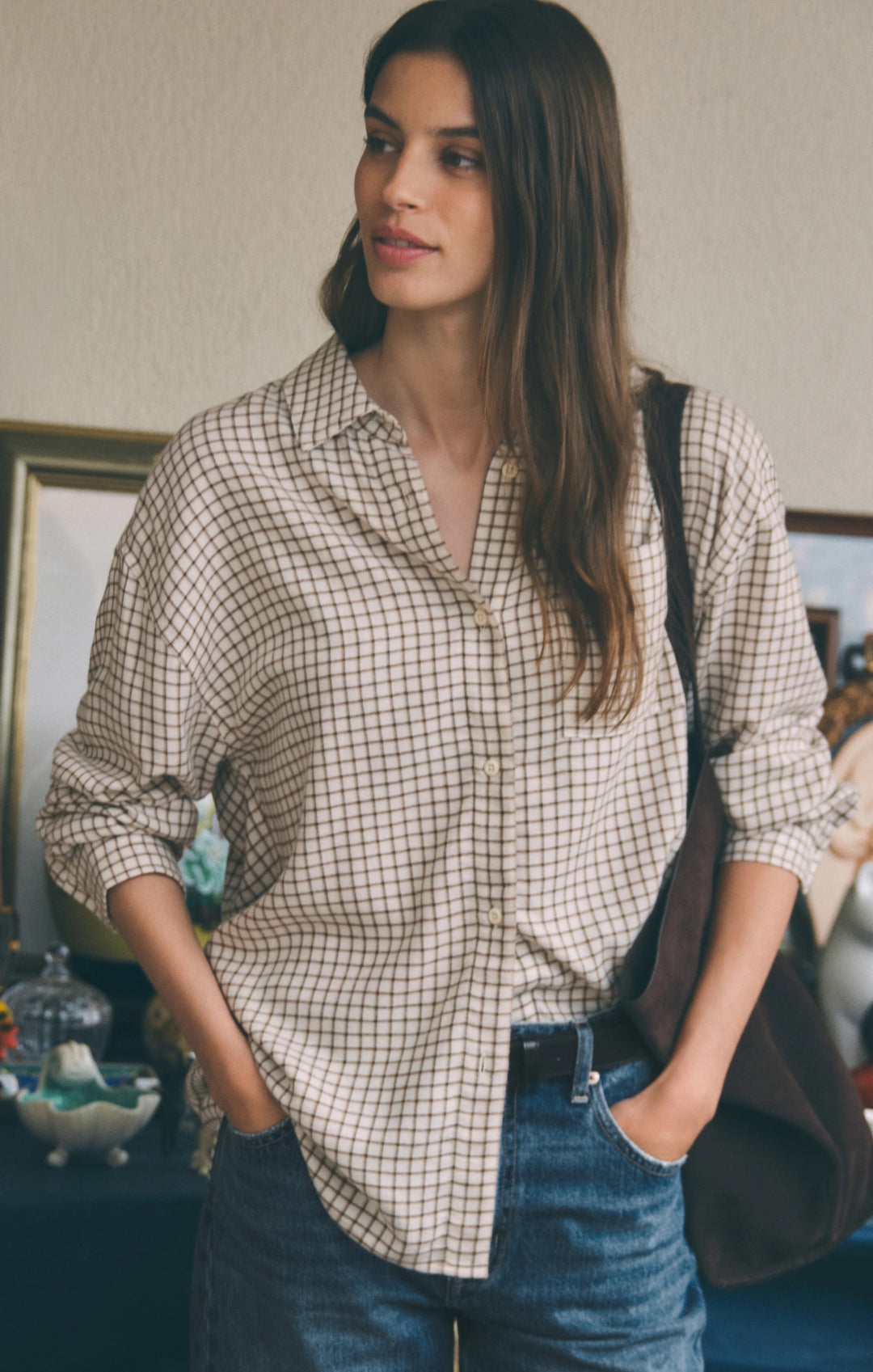 Z Supply River Plaid Button Up – Frosted Pearl