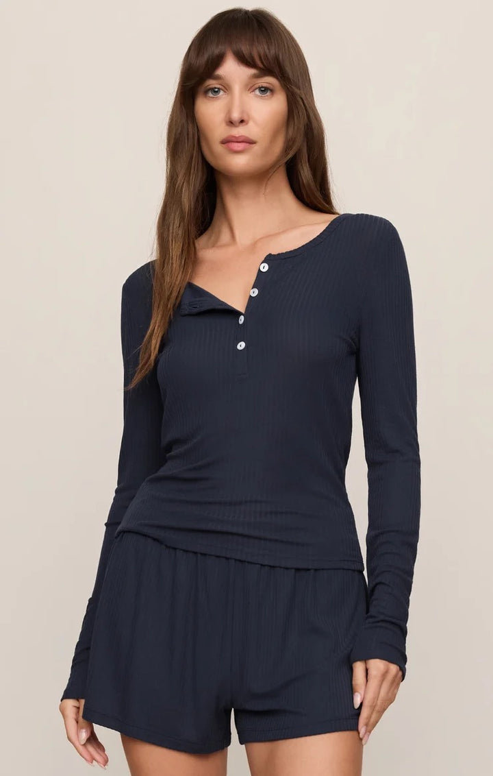 Z Supply Just Right Rib Henley Top – Eclipse