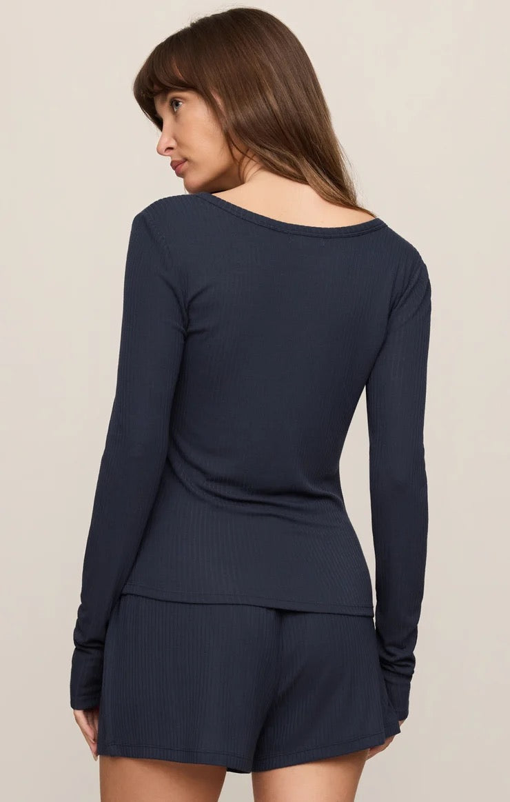 Z Supply Just Right Rib Henley Top – Eclipse