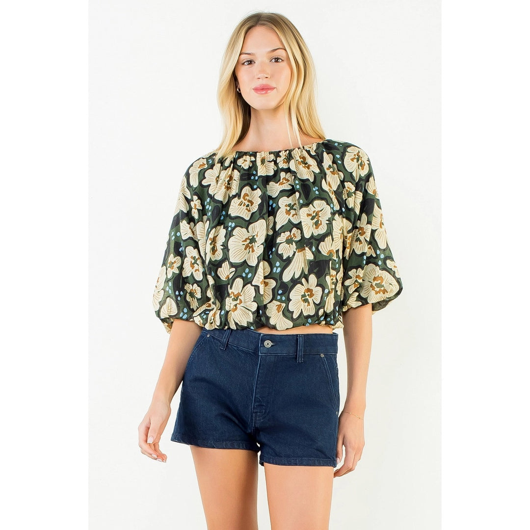 THML Floral Cinched Waist Top