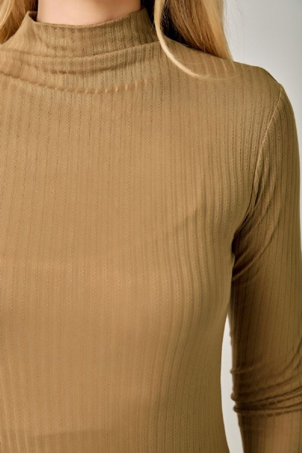 Pointelle Mock Neck Top