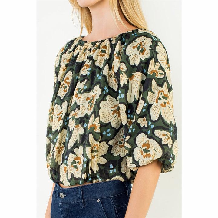 THML Floral Cinched Waist Top